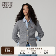 Teenie Weenie【趙露思同款】小熊女裝復古寬松綿羊毛絞花針織開衫 A-灰色 S (160)