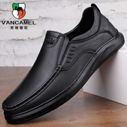 西域駱駝男鞋子四季新款透氣真皮牛皮男士樂(lè )福鞋軟底套腳懶人鞋休閑駕車(chē)鞋 【真牛皮】90008蘭色 43 【標準皮鞋碼】