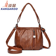 袋鼠（KANGAROO）小包女2025七夕歐美潮中年媽媽春秋時(shí)尚手提單肩斜挎包軟皮 棕色 22*14*16cm