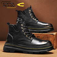 駱駝動(dòng)感男鞋秋季2025新款英倫風(fēng)高幫皮鞋厚底復古男士戶(hù)外機車(chē)工裝馬丁靴 古銅 39 (245mm)