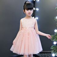 安妮優(yōu)兒六一兒童節(jié)表演服裝演出服女童蓬蓬裙舞蹈服小學(xué)生禮服 粉色 150