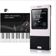 倍思三星note3休眠皮套 超薄智能開窗N9006手機殼 n9008保護殼套 黑/白格調休眠皮套