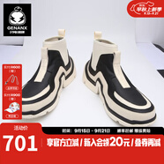 閃電潮牌（GENANX）男士休閑鞋套腳新款頭層牛皮國潮懶人鞋男個性 白色 39