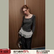 UNIFREE純欲甜美風(fēng)超短裙歐根紗燙鉆流行穿搭遮胯顯瘦裙邊屁簾裙 白色 均碼
