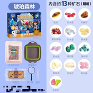 兒童考古挖掘寶石玩具男女孩盲盒手工淘金沙尋寶藏礦石包水晶套裝 琥珀森林升級+全套工具