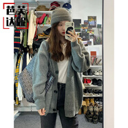 芭芙達妮開(kāi)春2025新款針織衫女毛衣打底內搭春秋冬外套開(kāi)衫上衣慵懶風(fēng) 灰色開(kāi)衫毛衣 L 55/60kg