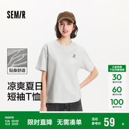 森馬（Semir）【多彩涼感T】短袖t恤女夏中長款寬松舒適刺繡上衣109324100007