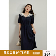 獨(dú)束大碼女裝【長短款】海軍風(fēng)撞色減齡連衣裙女夏新款微胖mm裙子 長款 2XL