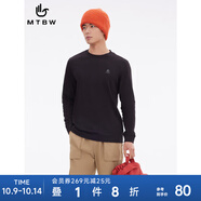 美特斯邦威（Meters Bonwe）2025春季新款男女同款春夏戶外運(yùn)動(dòng)印花長(zhǎng)袖恤簡(jiǎn)約長(zhǎng)袖 影黑 S 165 88A