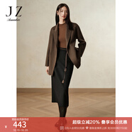 玖姿·安娜蔻商務(wù)通勤簡潔氣質(zhì)百搭毛呢A字半身腰裙女2024冬款 素黑 S