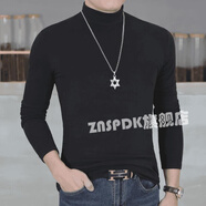 ZNSPDK新潮流前線男裝半高領(lǐng)德絨長袖T恤打底衫絨修身百搭雙面絨保暖 黑色 M (100斤左右穿)