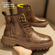 駱駝動(dòng)感（camel active）德國駱駝動(dòng)感馬丁靴男款2025新款高幫覆古痞帥皮靴厚底增高工裝靴 古銅色【駱駝動(dòng)感】耐磨25005WRP 42 _標準皮鞋碼