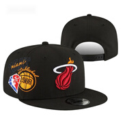 騰訊體育NBA75周年紀念帽子湖人勇士庫里灰熊籃球運動(dòng)鴨舌嘻哈平沿帽子 熱火黑75周年紀念款