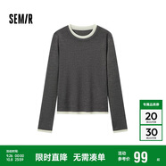 森馬（Semir）針織衫女撞色假兩件內搭冬季2024含羊毛套頭毛衫修身109724107012