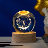IXJSN可發(fā)光水晶球小夜燈擺件創(chuàng  )意生日禮物女生閨蜜男朋友情侶畢業(yè)季 摩天輪 大號水晶球+圓木暖燈+禮品袋+禮品盒
