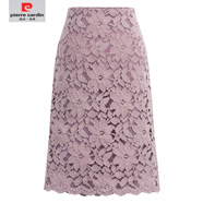 皮爾卡丹（pierre cardin）蕾絲半身裙子女春夏胖mm加肥加大碼洋氣百搭中裙子a字包臀裙200斤 淺紫色 S 建議80-95斤
