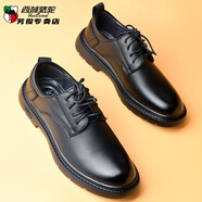 西域駱駝（VANCAMEL）冬天皮鞋男加絨保暖休閑商務(wù)大頭軟底工作西裝鞋子男款冬季皮棉鞋 黑色55152單鞋 四季 41