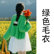 蘭伶坊復(fù)古慵懶風(fēng)綠色毛衣秋冬女2024新款高級感針織開衫連衣裙兩件套裝 綠色毛衣單件多巴胺牛油果毛衣開衫外搭軟糯套頭毛衣今 4045kgS
