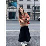 蕭遇（XIAOYU）條紋毛衣連衣裙兩2024秋冬季網(wǎng)紅小個(gè)子時(shí)尚搭配一整套裝 套裝 M (建議：98-108斤)