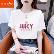 紅蜻蜓純棉短袖T恤女重工亮片刺繡2025年夏季新款寬松洋氣百搭上衣服 白色短袖 XL 【建議 120~134 斤】