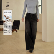 A.YILIAN【商場(chǎng)同款】阿依蓮時(shí)尚寬松闊腿牛仔褲女25冬季新款美式百搭褲子 終極灰 S