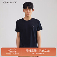 GANT【100%棉】GANT/甘特男士短袖圓領(lǐng)親膚透氣刺繡純色休閑重磅T恤潮 5黑色 M