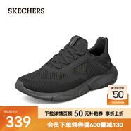 斯凱奇（Skechers）夏季男鞋新款輕便一腳蹬透氣網面休閑運動跑步鞋百搭慢跑鞋210281 全黑色/210281-BBK 42