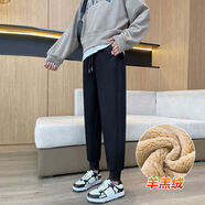 俞兆林（YUZHAOLIN）加厚小腳褲女2025秋冬新款加絨加厚束腳新款外穿休閑束腳衛(wèi)褲女 羊羔絨-黑色-九分褲【建議160以下】 2XL (建議140-160斤)