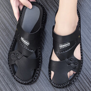 西域駱駝（VANCAMEL）男士涼鞋2024新款夏季包頭涼拖開車司機(jī)戶外兩用拖鞋男潮大碼4546 j991黑色 46