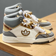 阿迪達斯（adidas）三葉草女鞋 秋季新款運動(dòng)鞋休閑鞋復古高幫耐磨板鞋 三葉草/米色-棕黃-深灰-深咖啡色 36.5