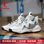 喬丹（QIAODAN）女鞋運(yùn)動(dòng)鞋女2025秋官方耐磨輕便透氣中幫籃球鞋女 喬丹白/超青色-2003A 36
