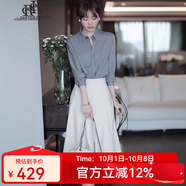 品牌女裝連衣裙女2025春夏新款百搭名媛顯瘦氣質(zhì)減齡職業(yè)襯衫裙 襯衫＋半身裙 S