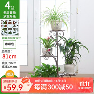 思故軒（SIGUXUAN）落地花架鐵藝花盆架多層陽臺客廳戶外綠蘿花架收納裝飾架爬藤花架 H954咖啡色【50*26*81cm】