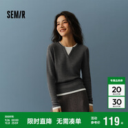 森馬（Semir）森馬毛衣女短款假兩件含羊毛針織衫24冬新款保暖內(nèi)搭109724107015