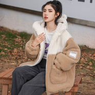 俞兆林羊羔毛外套少女春季裝2025新款寬松初中高中學(xué)生可愛毛絨大衣女 卡其色 L