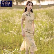 矜持范旗袍連衣裙女2025新款夏季復(fù)古中國風(fēng)女裝花朵中長款年輕款純風(fēng) 相見歡BYD109 M 建議85-100斤