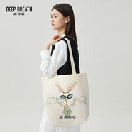 DEEP BREATH深呼吸女包時(shí)尚兔老花LOGO環(huán)保大號單肩手提袋 FJ00054-米綠黑