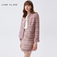 LIME FLARE【尖貨補單】萊茵福萊爾2024年春款法式格紋小香風(fēng)短外套小立領(lǐng) 玫粉色短外套2【面料更新】 155/76A/S