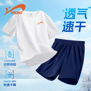 貴人鳥童裝男童夏季套裝男孩冰絲速干衣服兒童涼感運(yùn)動短袖t恤大童夏裝