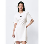 太平鳥(niǎo)女裝圓領(lǐng)連衣裙夏季后背鏤空短裙撞色潮流 白色 L