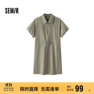 森馬（Semir）連衣裙女翻領(lǐng)燈籠袖休閑風(fēng)2025夏季防曬收腰短裙戶外109325114027