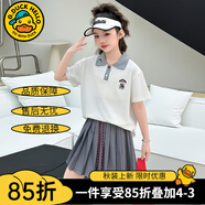 G.DUCKKIDS童裝女童套裝夏季2024新款中大童女孩夏裝扎染純棉短袖T恤半身裙 圖片色861款 130 建議身高120-130cm年齡7-8周歲