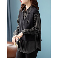 莎妮朵羅大碼女裝衛衣女寬松胖mm2025春季韓版假兩件T恤襯衫上衣女20581 黑色 常規 預售7天發(fā)貨 3XL【140-155斤】