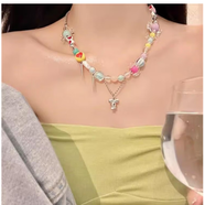 贏夫人（Mrs win）頭號(hào)甜妹 彩色串珠愛(ài)心糖果項(xiàng)鏈女夏小眾設(shè)計(jì)感頸鏈多巴胺鎖骨鏈 糖果色拼接項(xiàng)鏈