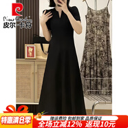 皮爾卡丹法式赫本風(fēng)黑色連衣裙2025新款女夏氣質(zhì)名媛高端女神范高級感裙子 黑色 2XL