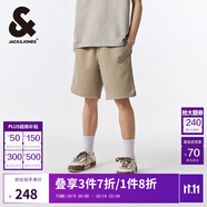杰克·瓊斯（JACK&JONES）夏季五分褲LOGO刺繡字母提花略寬松運動休閑短褲男裝22429F029 E11卡其色 M （175)