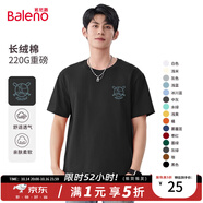 班尼路（Baleno）短袖t恤男220g重磅純棉體恤情侶款上衣青少年百搭打底衫休閑透氣 黑#JPB酷鳥棒球 XL