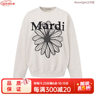 MARDI【趙露思同款】韓國潮牌小雛菊刺繡圓領(lǐng)寬松衛衣ins洋氣韓版 女款 白灰色-黑花刺繡 均碼