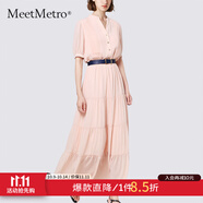 MeetMetro瑪依爾法式仙女連衣裙女2025秋新款高端氣質(zhì)純欲風(fēng)裙子禮服長(cháng)裙 藕粉MG200423 L