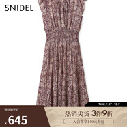 SNIDEL2025春夏新品優(yōu)雅印花荷葉邊小飛袖茶歇連衣裙SWFO252004 深紅色 D M (1)